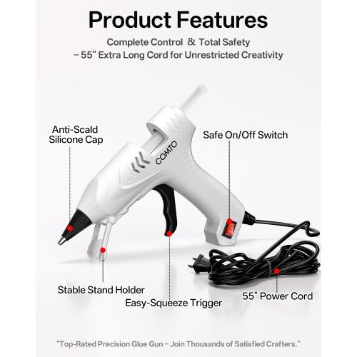 Hot Glue Gun Kit with 30 Sticks, 20W Fast Preheating Mini Hot Glue Gun and Sticks Set for School Crafts DIY Arts and Quick Home Repairs, White