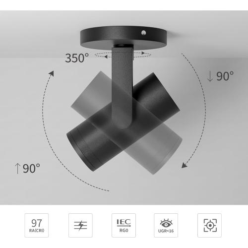 Aisilan Adjustable Dimmable Beam Angle 10-55° Zoomable Spotlight Indoor, 12W White LED CRI 97 Ceiling Spotlight Fixture, 2 Pack 3000K Modern Accent Lighting for Hallway, Living Room, Mural