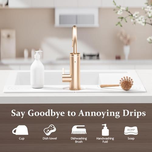 Faucet Mat for Kitchen Sink ，Water Absorbing Stone Tray for Sink，15.7 inches Long Diatomite Fast-Drying Faucet Mat， Faucet Splash Guard for Bathroom Counter