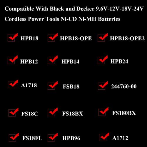 BDCCN24 BDFC240 Multi-Volt Battery Charger for Black Decker FSMVC 18V 14.4V 12V 9.6V 24V NiCD&NiMH Battery Black & Decker Firestorm HPB18 A1718 FS18FL HPB14 HPB12 HPB24