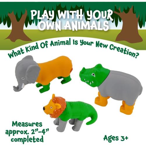 POPULAR PLAYTHINGS Magnetic Animals for Toddlers 1-3, Mini Mix or Match Animal Toys, Set of 7 Gift for Kids - Jungle Animals with Pop-up Playmat