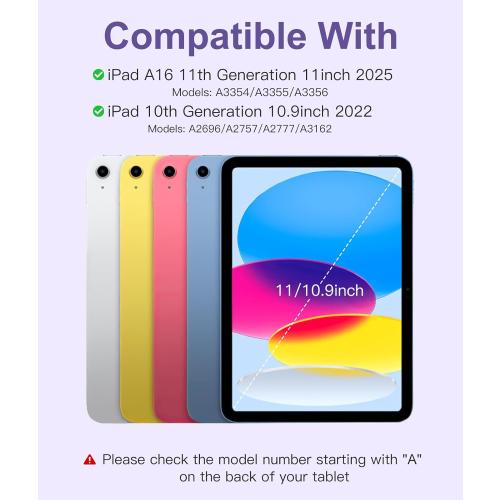 Hamile for iPad 11th 10th Generation Case with Keyboard - 7 Colors Backlit Wireless Detachable Folio Keyboard Cover with Pencil Holder for iPad 11-inch A16 2025 10th Gen 10.9 Inch 2022 (Purple)