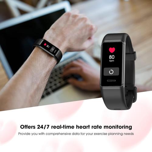 Black Activity Fitness Tracker with Heart Rate Monitor, Blood Oxygen, Sleep Monitor, Fitness Watch with Pedometer, IP68 Swimming Waterproof, Smart Watch with Step Tracker for Women Men