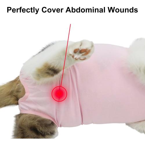 Cat Recovery Suit, Surgical Recovery Clothes for Abdominal Wound or Skin Disease, Cats Onesie After Surgery and Spay, E-Collar Alternative Pajama Suit (Pink, Medium)
