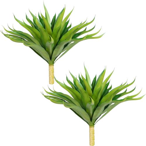 Velener Outdoor Fake Agave Artificial Plant, Unpotted Fake Plant for Room Decor, UV Resistant Faux Agave Plant for Outdoor/Indoor Decor 2 Pack