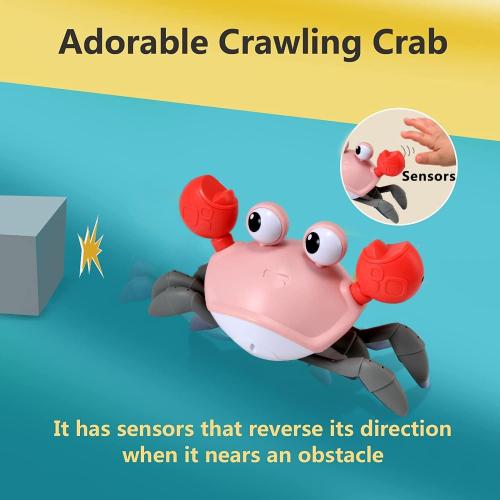 control future Girl Toys Tummy Time: Pink Crawling Crab Montessori Toy Learning 36 Months 3 Year Old Birthday Girls Valentines Gifts Stuff