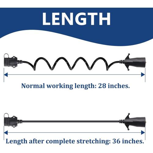 7 Pin to 5 Pin Trailer Light Adapter 7 Way Blade to 5 Way Flat Trailer Plug Adapter, 7 Way to 5 Way Trailer Coiled Wiring Adapter Trailer Connectors for RV Truck 5 FT(60 inches)