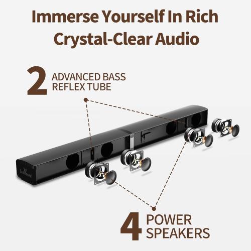 LARKSOUND 2.2 CH Soundbar for Smart TV, 2-in-1 Detachable Sound Bar for TV, Gaming Monitor, Surround Sound System, Bluetooth 5.3/HDMI-ARC/Optical/AUX Connections