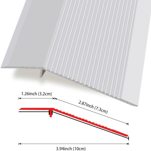 Lunghaa Aluminum Floor Transition Strip, Threshold Reducer for Doorway Ramp Tiles Laminate Planks, Bridge The Height Gap Between 0.3-1.6 inches (4.2 ft x 3.9 in, Matte Silver)