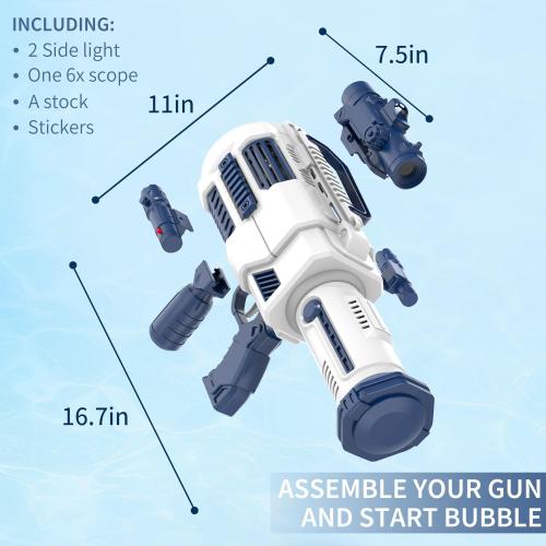 Color Blue Bubble Guns Automatic with Build-in Bubble Solution (4.4 oz), 3 Fans Drive 6X Lens Bubble Blower Machine, Cool Favors for Summer Ourtdoor Party Birthday Wedding Toy