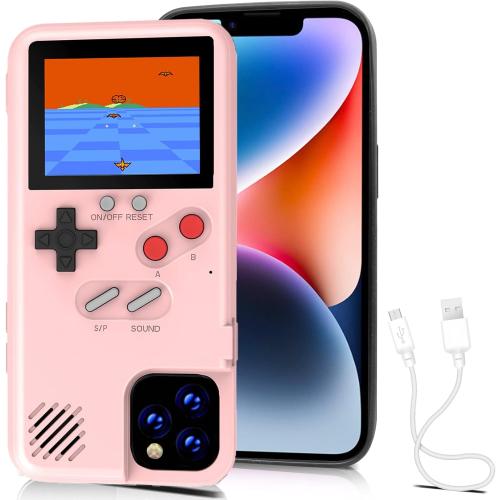 Pink iPhone 14 Pro Game Phone Case, 168 Built-in Small Video Games, Pink, Compatible with iPhone 14 Pro