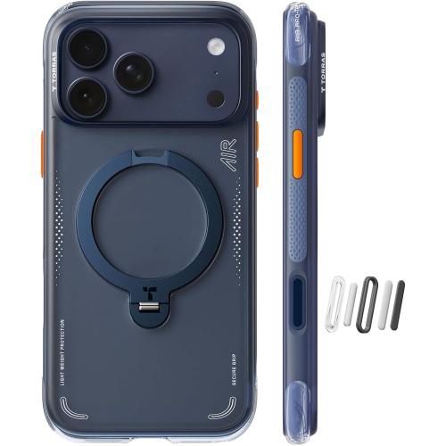 TORRAS Ostand Q3 Air for iPhone 17 Pro Max Case with 360 Magnetic Stand, Fit for MagSafe, Mil-Grade Drop Tested, Camera Control Button, Shockproof Phone Case for iPhone 17 Pro Max 6.9, Midnight Blue