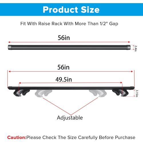 Black 56 Roof Rack Cross Bars 56, Universal Aluminum Roof Top Cross Bar Set, 260 lbs Load Capacity, Suitable for Raised Side Rails (with Gap Design),Black