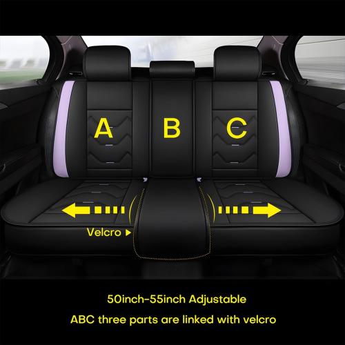 Leather Car Seat Covers Full Set 5 Seats SUV Truck Black Purple Waterproof | Fit Sedan Vans Leatherette Cushion Protector Compatible with Most Honda Chevy Ford Hyundai Nissan Jeep No Pillows