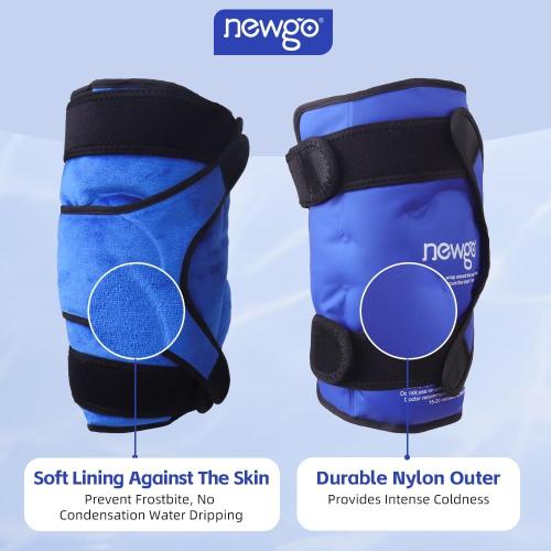 NEWGO Ice Pack for Knee Injuries Reusable, Knee Ice Pack Wrap Around Entire Knees for Replacement Surgery Recovery, Gel Cold Pack Wrap for Meniscus Tear, ACL, Swelling Pain Relief - XL Blue