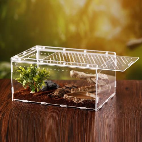 Clear Magnetic Acrylic Case, Micro Habitat Small Tarantula Enclosure Enclosure for arboreal Tarantula Scorpion Sling Lizards Mantis Snake Gecko Jumping Spider Snail Insect Isopods