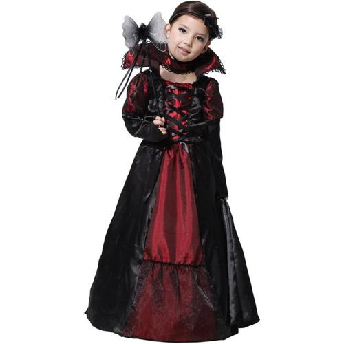 Size 3-4 Girls Gothic Vampire Halloween Costumes Vampiress Dress Cosplay
