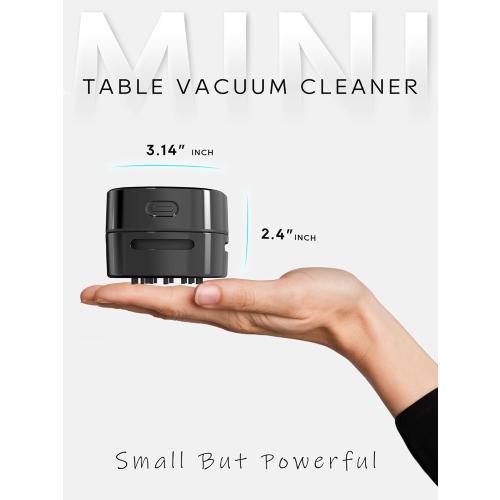 Desktop Vacuum Cleaner with Nozzle, Rechargeable Small Handheld Vacuum, Cordless Mini Desktop Countertop Sweeper for Keyboard Computer Dust Crumbs Piano, Detachable Design