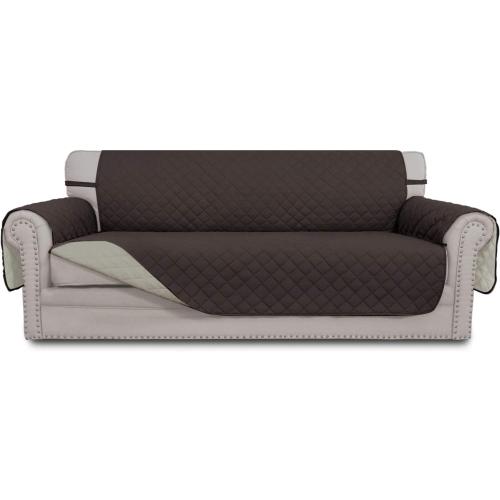 Easy-Going Reversible Couch Cover Soft Mat Sofa Size, Chocolate/Beige | Stain and Tear Resistant Suitable for 3 Cushion Couch Washable Water Resistant Non-slip Furniture Protector Cover for dogs