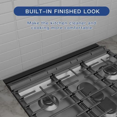 Black Slide-in Range Rear Filler Kit Black, Universal Triangular Fill Strip, Top Trim Kit Between Stove and Wall for Whirlpool & Most Brand, Aluminum Gap Cover, 30 Long