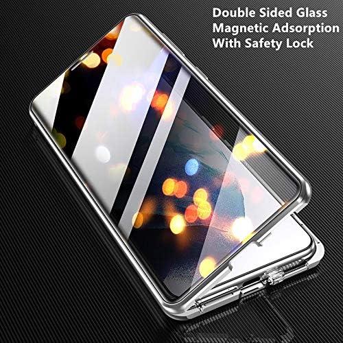 YEEHi Lockable Galaxy S21 Plus 5G Anti Peeping Magnetic Case with Privacy Screen Protector Safety Lock 360 Full Body Glass Cover Aluminium Alloy Metal Bumper Case (S21Plus, Black)