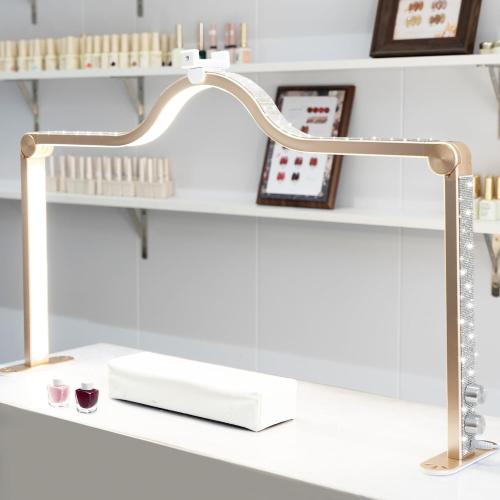 KEDAO Nail Light for Desk Half Moon Light for Nail Desk 34Inch Foldable LED Table Lamp Manicure for Table Adjustable Dimmable Half Moon Lamp for Lash Beauty Tattoos Crafts Gold