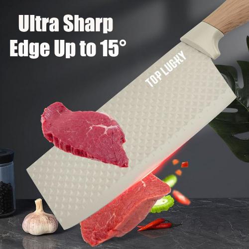 Knife Set, 6-Piece Khaki Kitchen Knife Set for Home, Anti-Rust Non-stick Stainless Steel Sharp Chef Knife Sets with Universal Knife Block for Kitchen, Ergonomical Design (Khaki)‼️Missing 2 pieces‼️