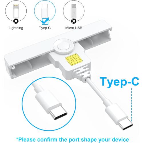 Type C CAC Reader, DOD Military USB C Common Access CAC Card Reader, USB C Smart Card Reader PIV CAC Reader Credit Card Reader Compatible with Windows, Mac OS(Mini Fold and Portable Type C)
