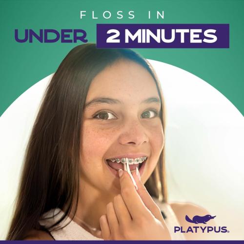 Platypus Orthodontic Flossers for Braces, 30 Count (Pack of 1), Ortho Picks for Adults & Kids, Fits Under Arch Wire, Non-Damaging, Encourage Flossing Habits