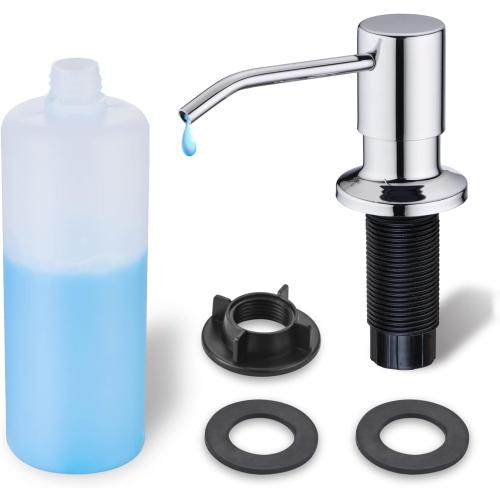 Polished Chrome Soap Dispenser for Kitchen Sink WEWE, Stainless Steel | Kitchen Sink Soap Dispenser Built in for Counter, Top Refillable, under Sink in Sink Soap Dispenser