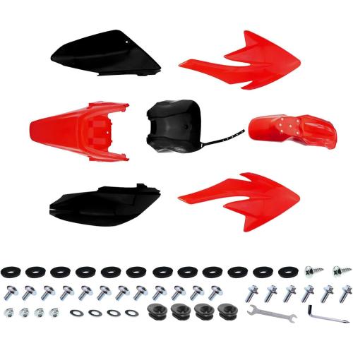 PRO BAT 7 PCs Plastic Fairing Fender Kit CRF 70 CRF70 125cc Apollo Dirt Pit Bike, Red&Black
