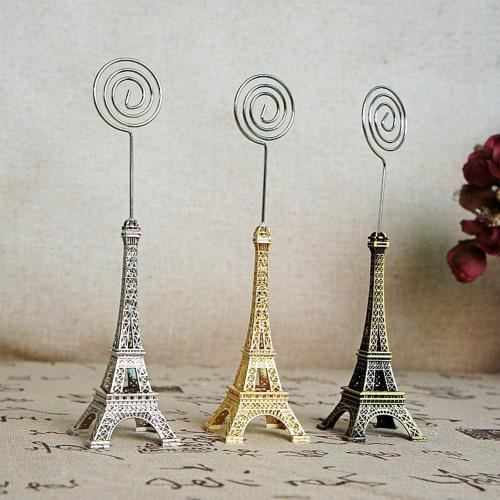 12 Pcs Eiffel Tower Base Place Card Holders, Metal Wire Table Photo Holder Table Number Card Holders Table Pictures Stand Memo Note Clip for Home Office Wedding Party (Gold)