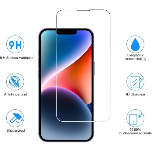 SIBEITU 3 Pack Screen Protector for iPhone 14 Plus with 3 Pack Camera Lens Tempered Glass Protector, 6.7 Inch HD Clear Tempered Glass Film 9H Hardness Full Coverage, Anti-Scratch, No Air Bubbles