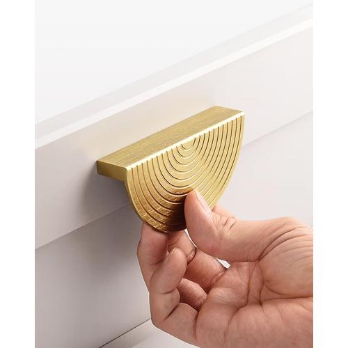 Gold Drawer pulls Brushed Brass Cabinet pulls Modern Gold Cabinet Handles Drawer Handles for Dresser Bathroom (4Pack-Lengths:4inch Semicircle)