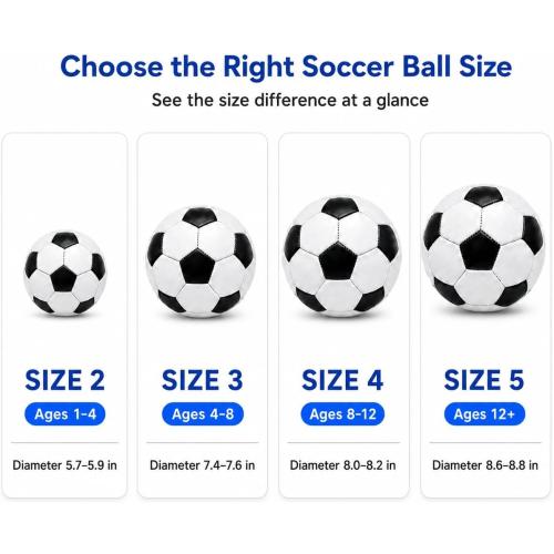 Soccer Ball Size 5 Size 4 Size 3 Size 2 with Pump Deflated - Single, 2 or 3 Pack Official Size Indoor Outdoor Training - Gift for Toddler Kids Youth Teens Adult 3-5 5-8 8-12 12  Years Old Boys Girls