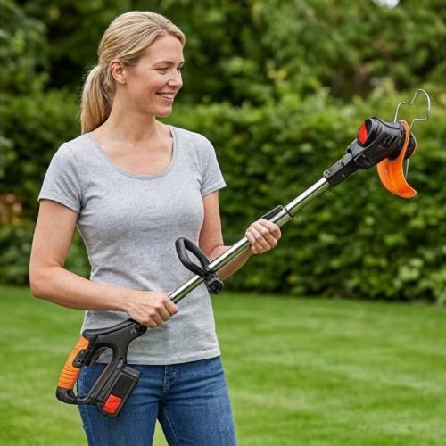 Weed Wacker, String Trimmers 24V Lawn Trimmer Grass Edger with Two 2.0Ah Li-Ion Battery Powered & 3 Cutting Blade Types Compact Power Tool for Lawn Yard Work