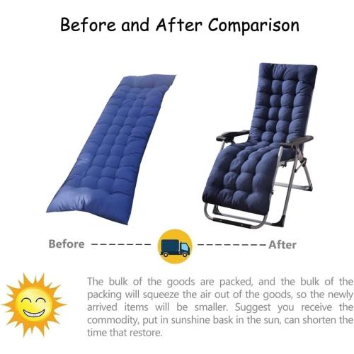 Patio Chaise Lounger Cushion, Lounge Chair Recliners Chair Cushions, Rocking Chair Sofa Cushion with 6 Ties,Thick Padded Swing Bench Cushion，61x18.89x3.14in (Black)‼️ 2 included 1 is in package 1 is out‼️