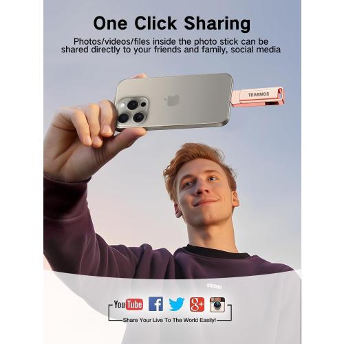 Silver 512GB Flash Drive Intended for iPhone iPad, Memory Stick Storage for Photos and Videos Backup, Compatible with iPhone iPad Android PC, Plug and Play, No Application Required (Silver)