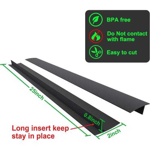 KindGa Silicone Stove Counter Gap Cover - 25 Inch Gap Filler 2 Pack Black