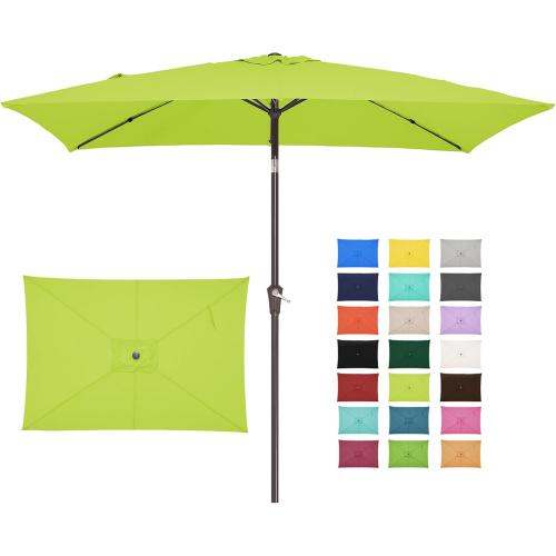 Size  6.5x10 ft Color Red Rectangular Patio Umbrellas Outdoor Market Umbrella with Push Button Tilt and Crank, Rectangle Table Umbrella 6 Sturdy Ribs UV Protection for Pool Garden Backyard Deck,