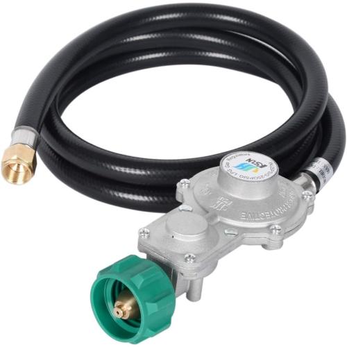 GasSaf 5FT Two Stage Propane Regulator with Hose for Dual Fuel Generator, RV Appliance,Gas Stove and More