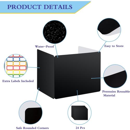 EARTHSON Set of  24 Pcs Privacy Folders for Students, Privacy Dividers for Classroom, Study Carrel Desks Privacy Boards, Cardboard Privacy Shields Folder for School Teachers Home, Black