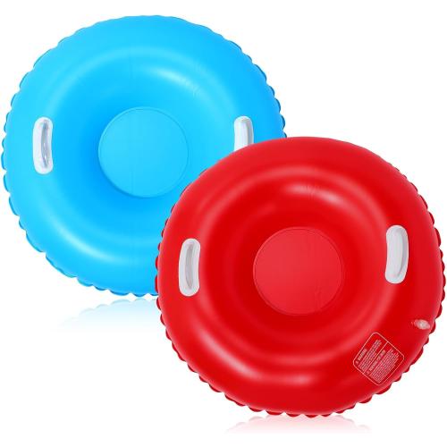 Shappy 2 Pack 36'' 40'' 47'' Snow Tube Inflatable Snow Sleds Heavy Duty Sleds Adults for Winter Outdoor Sports Toboggan with Handles Thickened Bottom