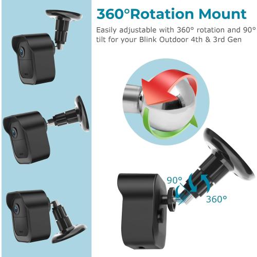Blink Outdoor Camera Wall Mount Compatible with 4 (Newest Model)& 4th Gen,5 Pack Weatherproof Protective Housing,360 Degree Adjustable with Blink Sync Module 2 Outlet Mount for Blink Camera System
