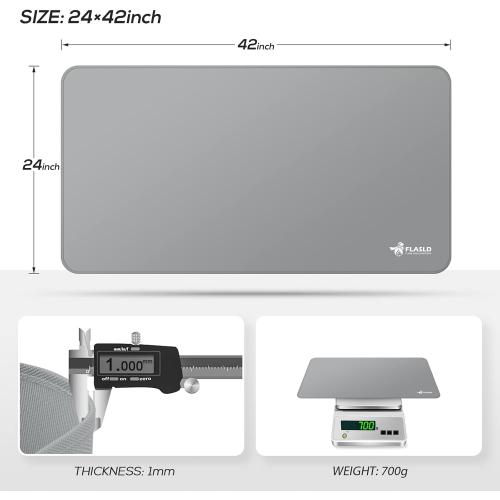 FLASLD Multi-Purpose Fireproof 24 X 42 inches Floor Mat for Indoor or Outdoor Use, Grill Pad for Fireplace, Kitchen Stove, CookTop and Hearth, Premium Deck and Patio Grill Mat, Silver Gray