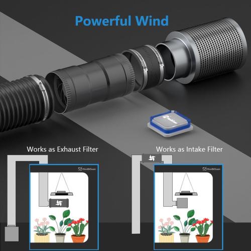 Hon&Guan 6 Inch Inline Booster Duct Fan with Speed Controller - 345 CFM Airflow with 19.2W Ultra-Low Power and Low Noise