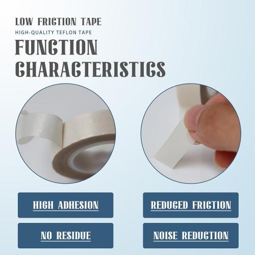 2 Rolls 1/2 Inch x 33 Feet Low Friction Drawer Slide Tape - Squeak Resistant, Abrasion Resistant Surface Protection Tape for Wood, Cabinet, Curtain, Furniture, White