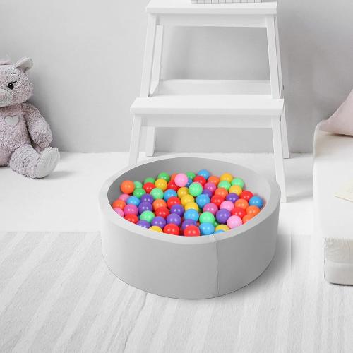 Small Memory Foam Ball Pit Indoor Round Ball Pit (NO Balls) for Toddler Kids Children (Light Gray)