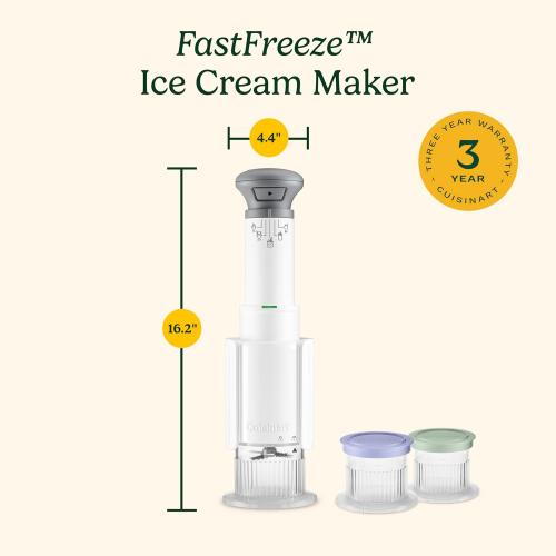 Cuisinart Ice Cream Maker – Cuisinart FastFreeze 5-in-1 Ice Cream, Milkshakes, Slushies, Sorbets and Mix-Ins, Freeze Wand, Two 0.5-Pint Mixing Cups with Lids, Easy to Clean, ICE-FD10‼️light dirt‼️