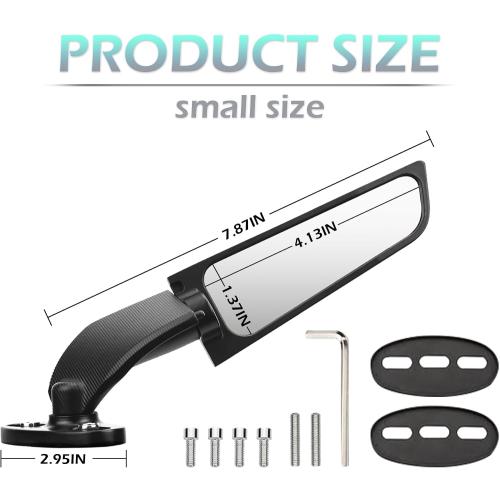 Aerodynamic Motorcycle Mirrors, 1 Pair Modified Racing Motorcycle Rearview Mirror,Wide Viewing Angle Wing Mirrors,360° Rotation for Sport Bikes - Honda Kawasaki Suzuki Yamaha (Small)